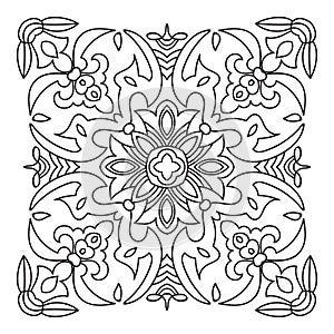 Hand drawing zentangle mandala element. Italian majolica style