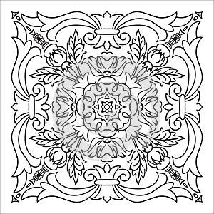 Hand drawing zentangle mandala element. Italian majolica style