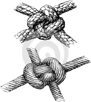 Hand drawings of various sea knots