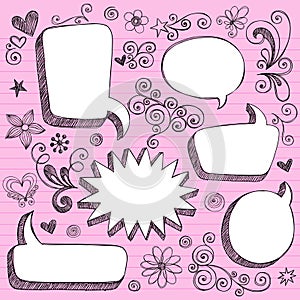 Hand-Drawn 3D Speech Bubbles Sketchy Doodles