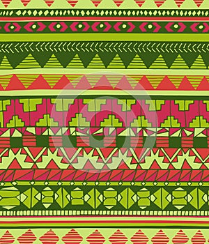 Hand drawn abstract aztec geometric seamless colorful pattern