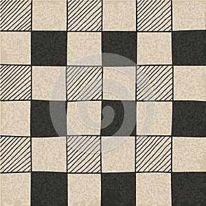 Hand drawn abstract chessboard pattern.