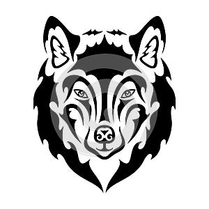 Hand drawn abstract portrait of a wolf. Vector stylized illustration for tattoo, logo, wall decor, T-shirt print design or outwear