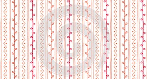 Hand drawn abstract spring branch texture. Seamless sketch vector pattern. Twigs lines and zigzags with circles on white