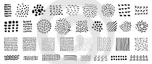 Hand drawn abstract vector textures. Minimal dotted and striped graphic patterns for creative design