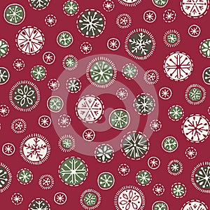 Hand drawn abstract white Christmas snowflakes vector seamless pattern background. Winter Holiday Nordic. Yuletide.Hygge