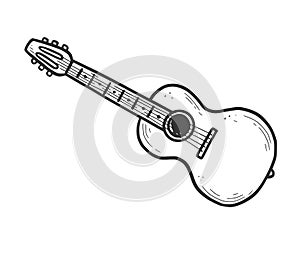 Hand drawn acoustic guitar element.