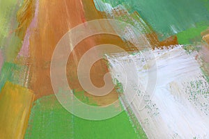 Hand drawn acrylic painting. Abstract art background. Closeup shot of strokes colorful acrylic paint on canvas with brush strokes