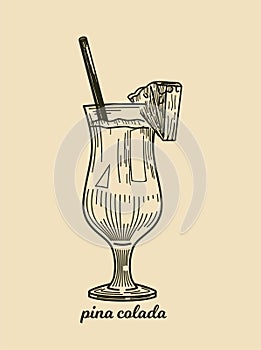 Hand drawn alcoholic cocktail vector illustration