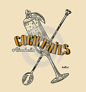 Hand drawn alcoholic cocktail vector illustration