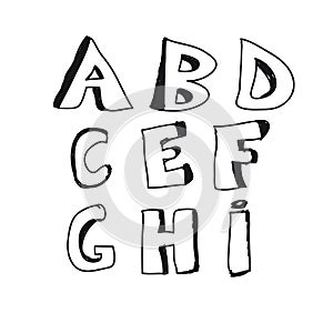 Hand Drawn Alphabet With Black Color