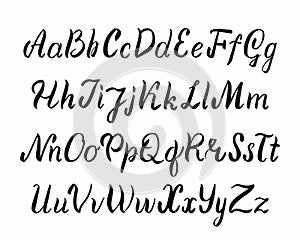 Hand drawn alphabet. Brush painted letters. Vector illustration