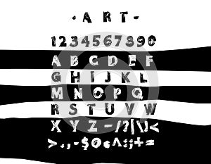 Hand-drawn alphabet. Grunge style alphabet, brush lettering.