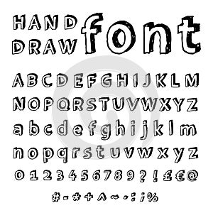 Hand drawn alphabet. Handwritten font