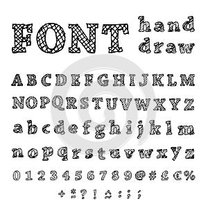 Hand drawn alphabet. Handwritten font