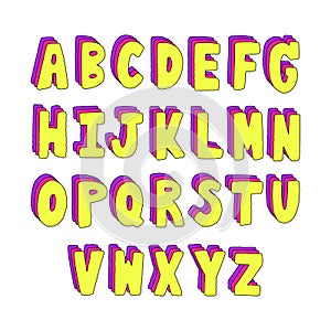 Hand drawn alphabet with rainbow patterns