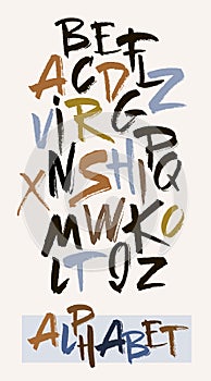 Hand drawn alphabet in retro style. ABC for your design. Letters of the alphabet written with a brush.