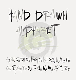 Hand drawn alphabet in retro style. ABC for your design. Letters of the alphabet written with a brush.