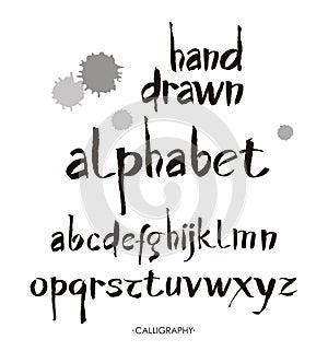 Hand drawn alphabet in retro style. ABC for your design. Letters of the alphabet written with a brush. Calligraphy.