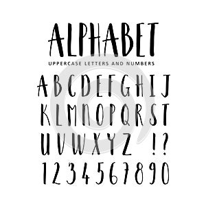 Hand drawn alphabet. Sans Serif brush font.