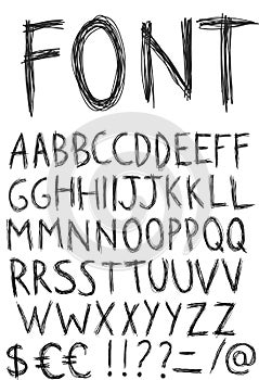 Hand drawn alphabet. Vector