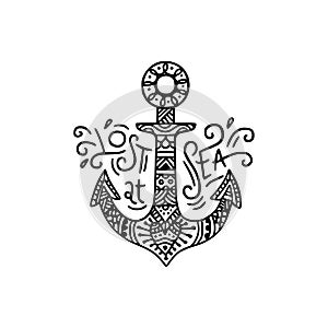 Hand drawn anchor with lettering