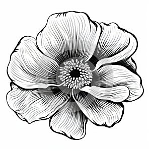 Hand Drawn Anemone Flower Illustration With Striking Symmetrical Patterns