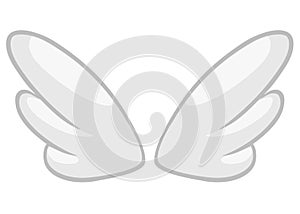 Hand drawn angel or bird wing. Outlined drawing element isolated on white background. Vector illustration