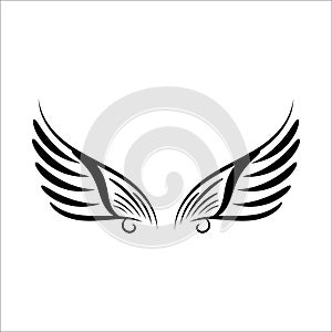 Hand drawn angels wings, black Angel Wings Isolated, Vector Illustration
