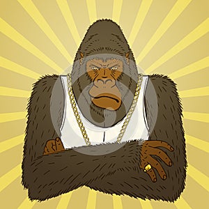 Hand Drawn Angry Gorilla. Vector illustration, eps10.