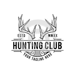 Handrawn antler vector, Hunting logo design inspiration photo