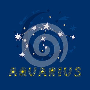 Zodiac Aquarius constellation with Lettering photo