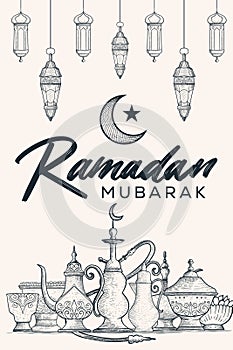 hand drawn arabic ornament illustration for ramadan and eid al fitr events