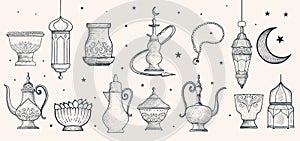 hand drawn arabic ornament illustration for ramadan and eid al fitr events