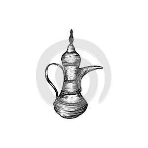 Hand drawn arabic tea pot vector inspiration