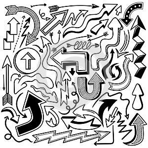 Hand drawn arrow doodle vector set