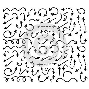 hand drawn arrow doodle vector set