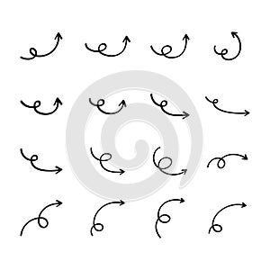 Hand drawn arrow set isolated vector illustration