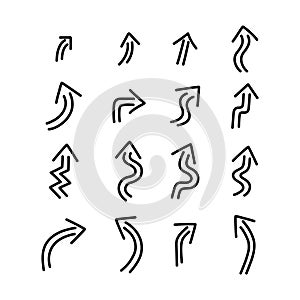Hand drawn arrow set isolated vector illustration