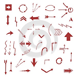 Hand drawn arrow set. Vector illustration graphic.
