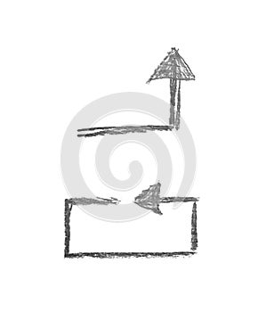 Hand drawn arrow symbol isolated