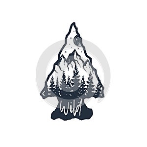 Hand drawn arrowhead textured vector illustration and lettering