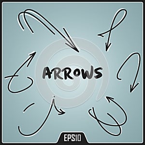 Hand Drawn Arrows Design. Vector Elements. Digital Isolated Creative Arrows Illustration. EPS10