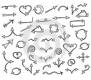 Hand Drawn Arrows isolated on White.Sketch Style. Prefect for Design.