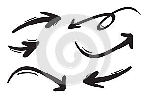 Hand drawn arrows set. Vector doodle icon.
