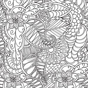 Hand drawn artistic ethnic ornamental patterned floral frame