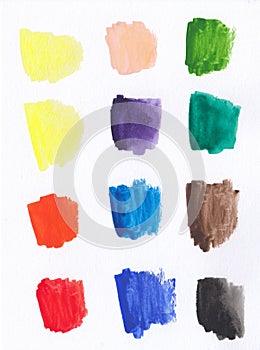 Hand drawn artistic pallette. Multicolored. Watercolor painting.