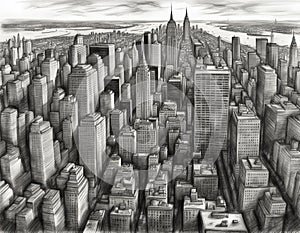 Hand-drawn Artistic Sketch of the New York Skyline