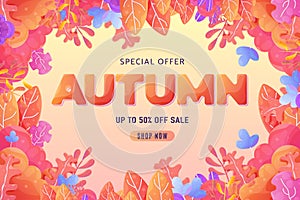 Hand drawn autumn sale background