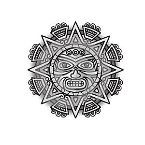 hand drawn Aztec sun ethnic symbol